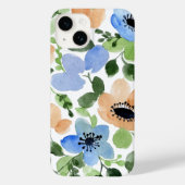 Abstracte Floral Blue, Blush, groene Waterverf Case-Mate iPhone Case (Achterkant)