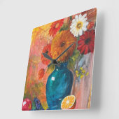 Abstracte Floral Clock Vierkante Klok (Hoek)