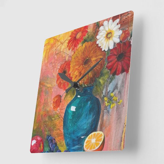 Abstracte Floral Clock Vierkante Klok (Hoek)