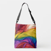Abstracte Floral Crossbody Canvas tas (Achterkant)