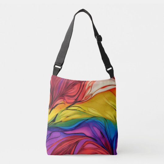 Abstracte Floral Crossbody Canvas tas (Voorkant)