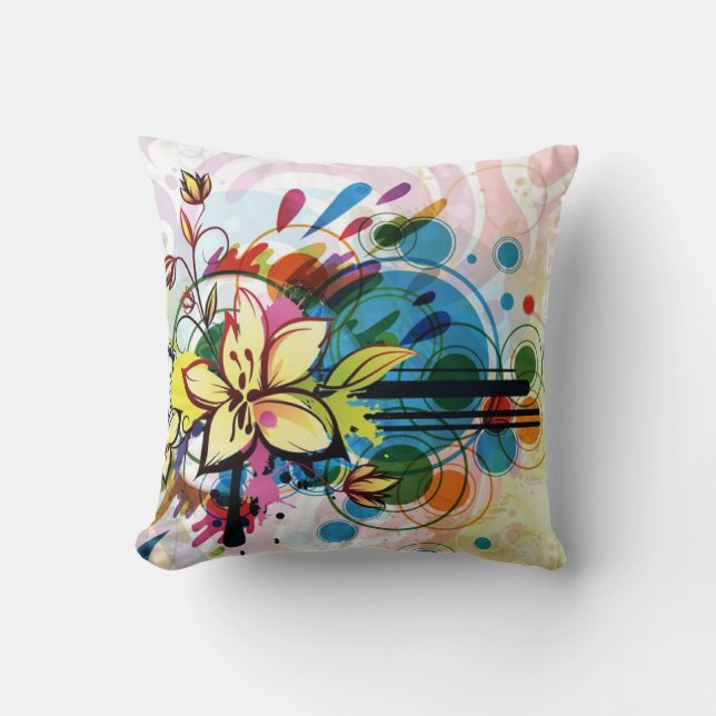 Abstracte Floral Decorative Pillow Kussen (Voorkant)