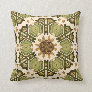 Abstracte Floral Design Olive Chartreuse Tan Kussen