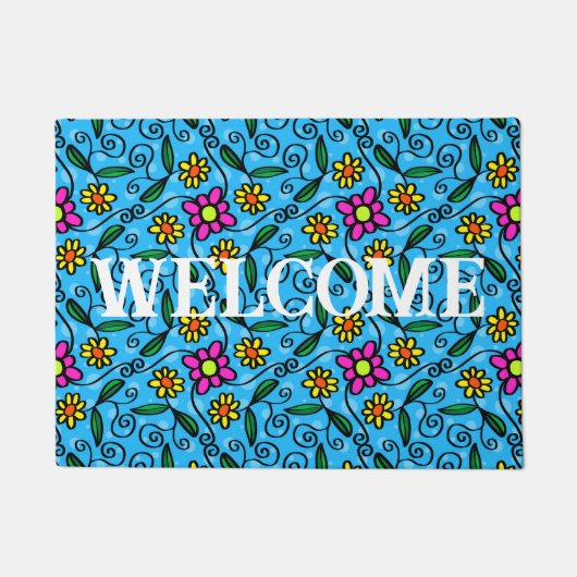 Abstracte Floral Doormat Deurmat (Voorkant)