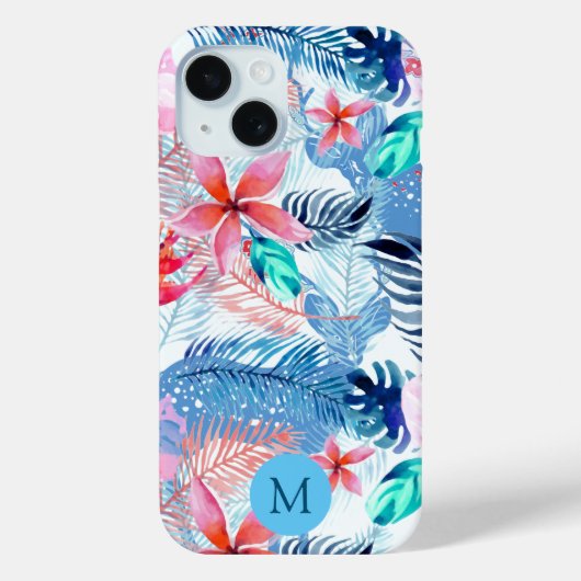 Abstracte Floral en Deer Art Monogrammen Case-Mate iPhone Case (Achterkant)