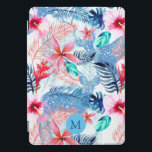 Abstracte  Floral en Deer Art Monogrammen iPad Pro Cover<br><div class="desc">bloem- en camouflaged blauwe herten kunst met optioneel monogram.</div>