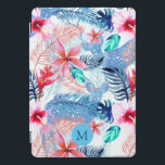 Abstracte  Floral en Deer Art Monogrammen iPad Pro Cover<br><div class="desc">bloem- en camouflaged blauwe herten kunst met optioneel monogram.</div>