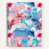 Abstracte  Floral en Deer Art Monogrammen Notitieboek (Voorkant)