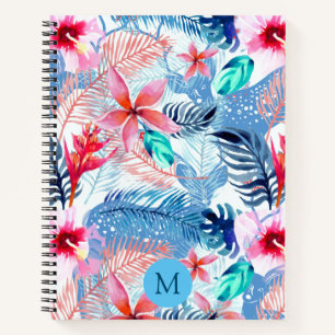 Abstracte  Floral en Deer Art Monogrammen Notitieboek