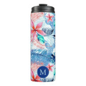 Abstracte  Floral en Deer Art Monogrammen Thermosbeker (Voorkant)