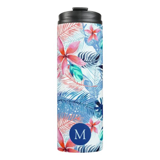 Abstracte  Floral en Deer Art Monogrammen Thermosbeker (Voorkant)