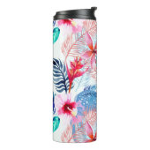 Abstracte  Floral en Deer Art Monogrammen Thermosbeker (Gedraaid links)