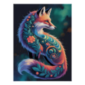Abstracte Floral Fox Art Perfect Poster (Voorkant)