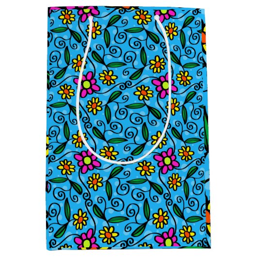 Abstracte Floral Gift Bag Medium Cadeauzakje (Voorkant)