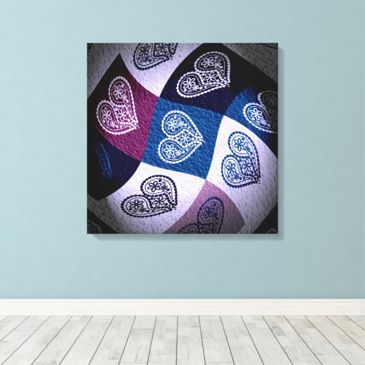 Abstracte Floral Heart met licht effect Canvas Art Afdruk (Insitu (Houten vloer))
