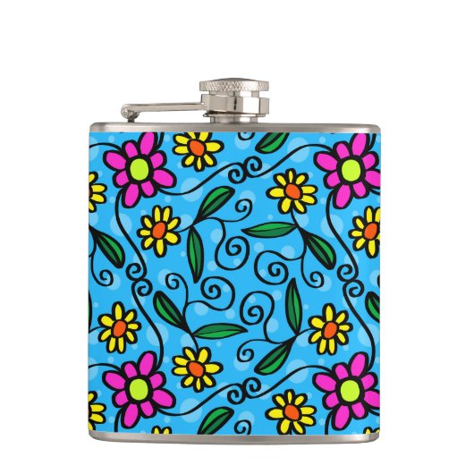 Abstracte Floral Heupfles (Voorkant)