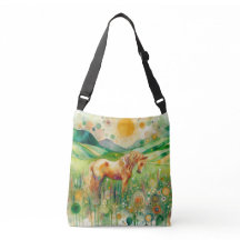 Abstracte Floral Horse Crossbody Bag - Moderne Kun