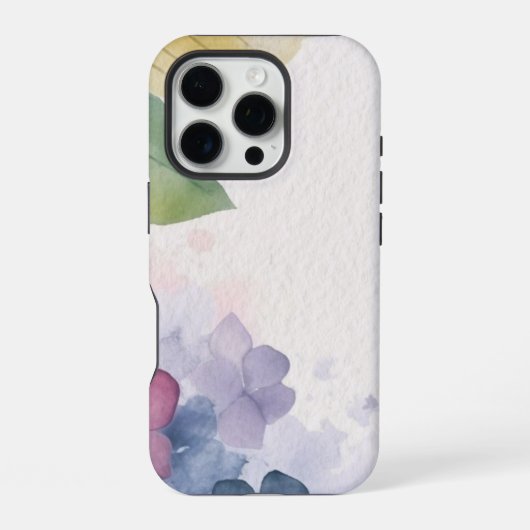 Abstracte Floral Hydrangea Waterverf Achtergrond iPhone Hoesje (Achterkant)