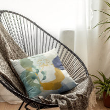 Abstracte Floral in Blue, Sage Gold Sierkussen