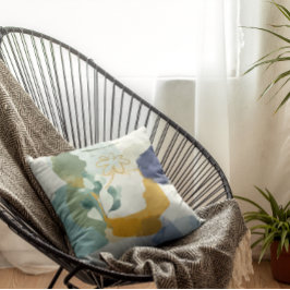 Abstracte Floral in Blue, Sage Gold Sierkussen