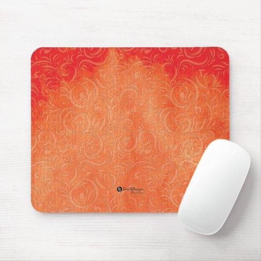 Abstracte Floral in de Oranje Stains Background Muismat (Met muis)