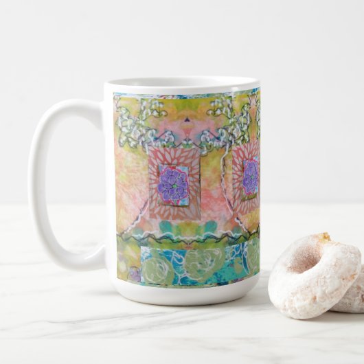 Abstracte Floral Koffiemok (Met donut)