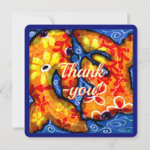 Abstracte Floral Koi Fish Dank u Wenskaart