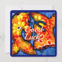Abstracte Floral Koi Fish Good Luck Wenskaart