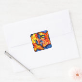 Abstracte Floral Koi Fish Good Luck Wenskaart Vierkante Sticker (Envelop)