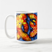 Abstracte Floral Koi Vis Sinaasappel Geel Rood Bla Koffiemok (Links)
