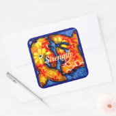 Abstracte Floral Koi Vis Sinaasappel Geel Rood Bla Vierkante Sticker (Envelop)