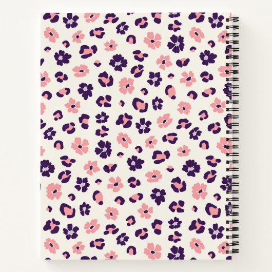 Abstracte Floral Leopard Animal Print Monogram Notitieboek (Achterkant)