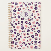 Abstracte Floral Leopard Animal Print Monogram Planner (Voorkant)