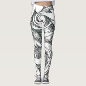 Abstracte Floral Line Art Leggings (Voorkant)