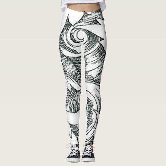 Abstracte Floral Line Art Leggings (Voorkant)
