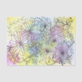 Abstracte Floral Line Art op Soft Wash Waterverf Tissuepapier (Voorkant)
