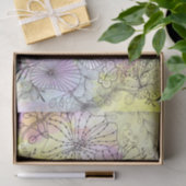 Abstracte Floral Line Art op Soft Wash Waterverf Tissuepapier (Geschenk)