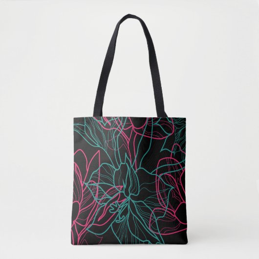Abstracte Floral Line Art Pattern Design Tote Bag (Voorkant)