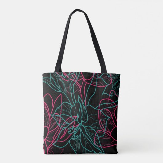 Abstracte Floral Line Art Pattern Design Tote Bag (Achterkant)
