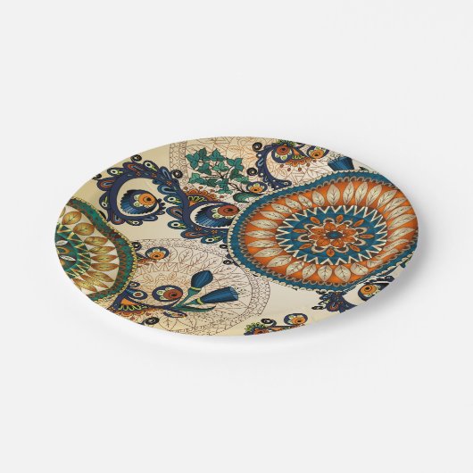 Abstracte Floral Mandala Papieren Bordje (Gekanteld)