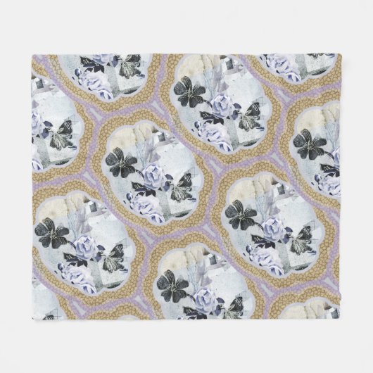 Abstracte Floral Medallions Fleece Deken (Voorkant (Horizontaal))