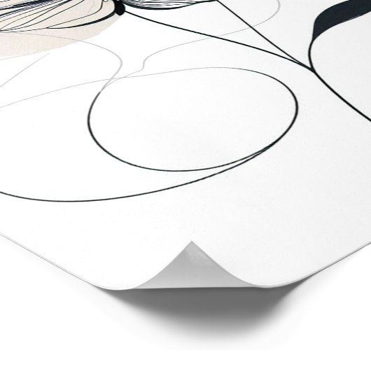 Abstracte Floral minimalistische Ink Flower Art Poster (Hoek)