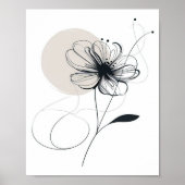 Abstracte Floral minimalistische Ink Flower Art Poster (Voorkant)