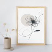 Abstracte Floral minimalistische Ink Flower Art Poster