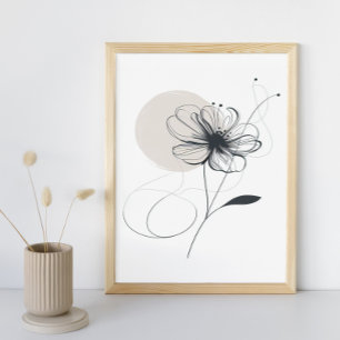 Abstracte Floral minimalistische Ink Flower Art Poster