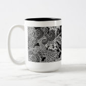 Abstracte Floral-Mok in zwart-wit Tweekleurige Koffiemok (Links)