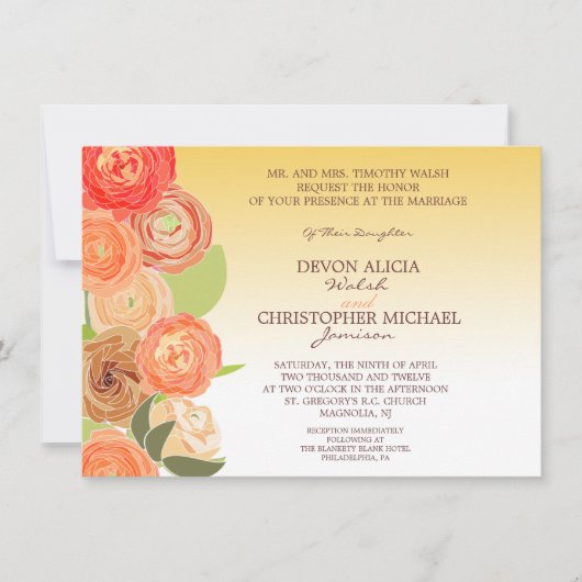 Abstracte Floral Ombre Fall Wedding Invite Kaart (Voorkant)