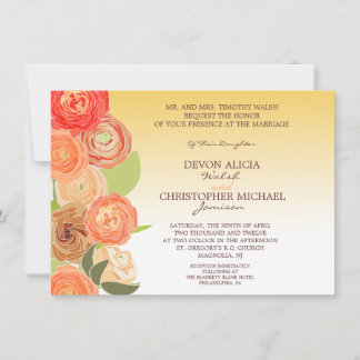 Abstracte Floral Ombre Fall Wedding Invite Kaart