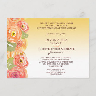 Abstracte Floral Ombre Fall Wedding Invite Kaart