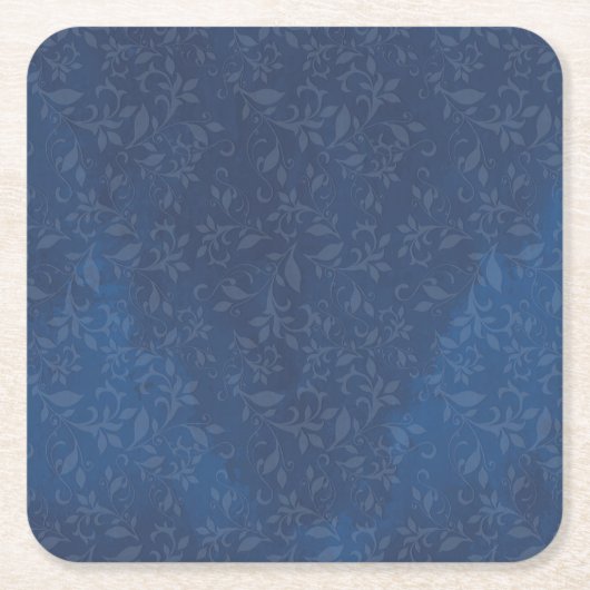 Abstracte Floral op de achtergrond van de Navy Blu Kartonnen Onderzetters (Voorkant)